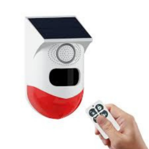 Solar Powered Infrared Motion Sensor Detector Alarm 120dB with Strobe Light and Remote Control